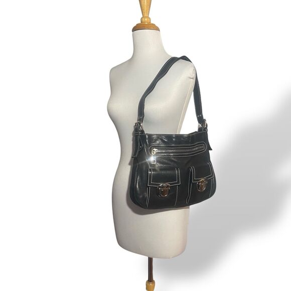 Vintage Mark Jacobs Black Genuine Leather Shoulder Hobo Bag Multi Pocket Purse - Picture 3 of 16